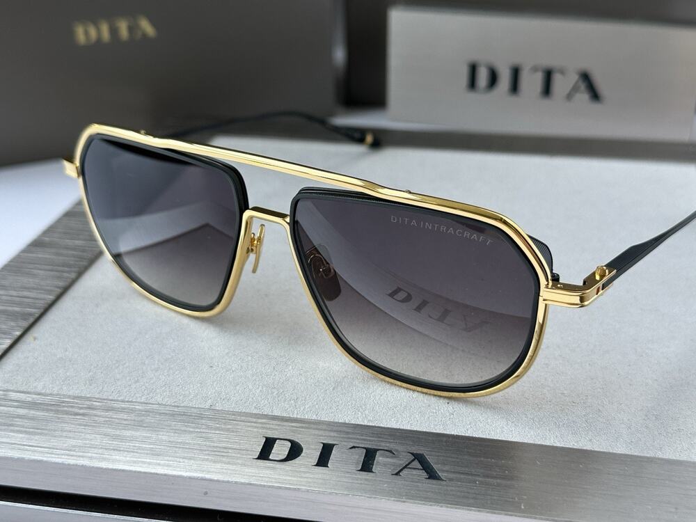 DITA INTRACRAFT DTS165-A-01 Yellow Gold Iron Grey Gradient Lens Sunglasses AUTHE